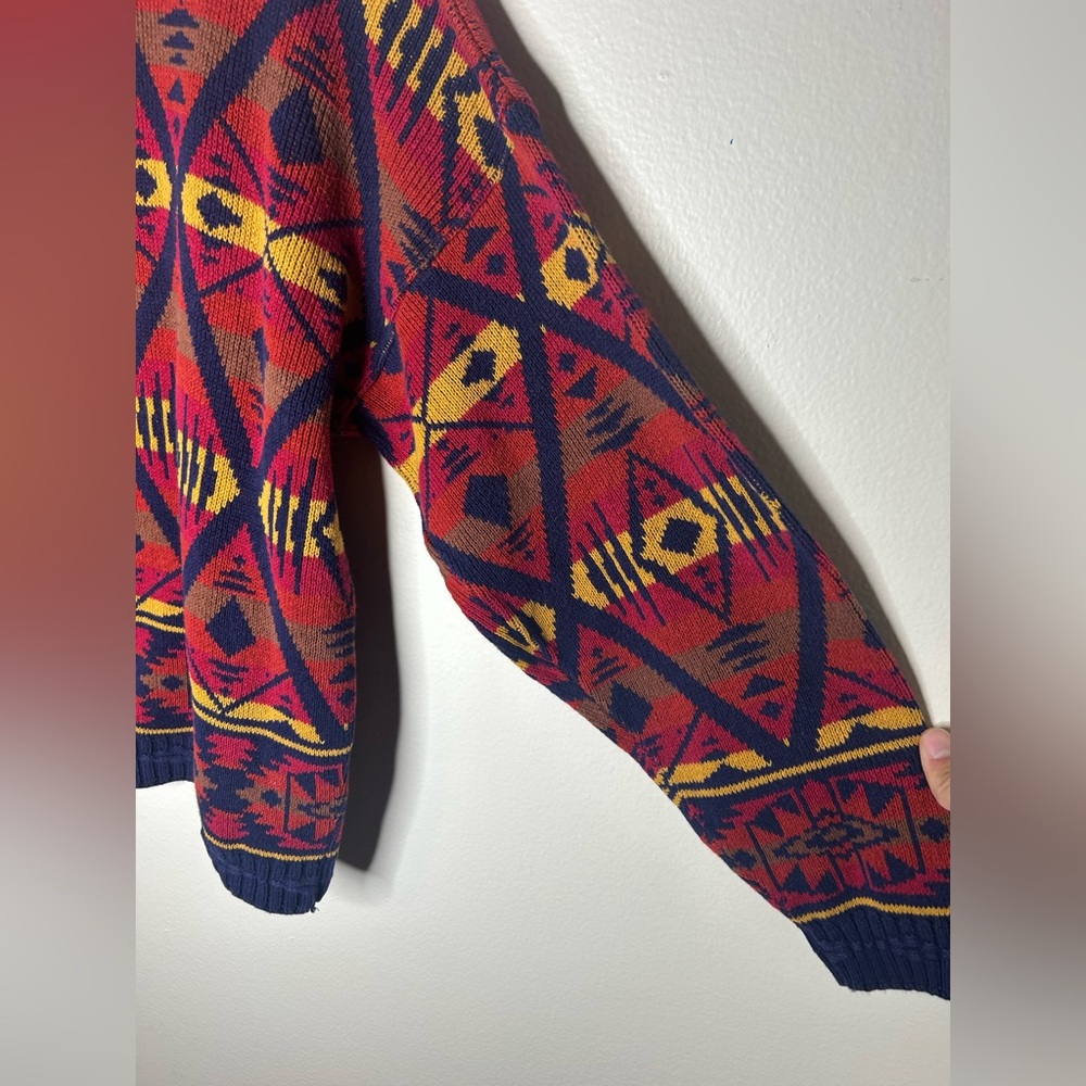 Geometric Patterned Sweater - Multicolor Size L 2… - image 4